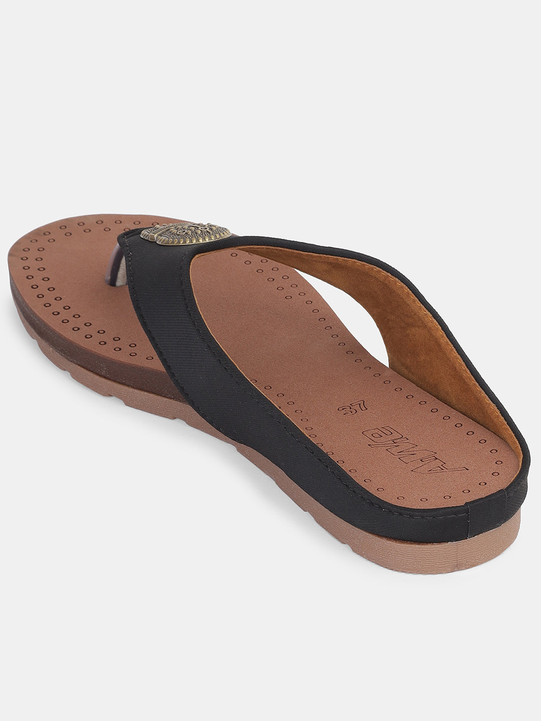Womens Ethnic V-Strap Flat Sandals | Traditional Slip-On Footwear with Embellished Detail