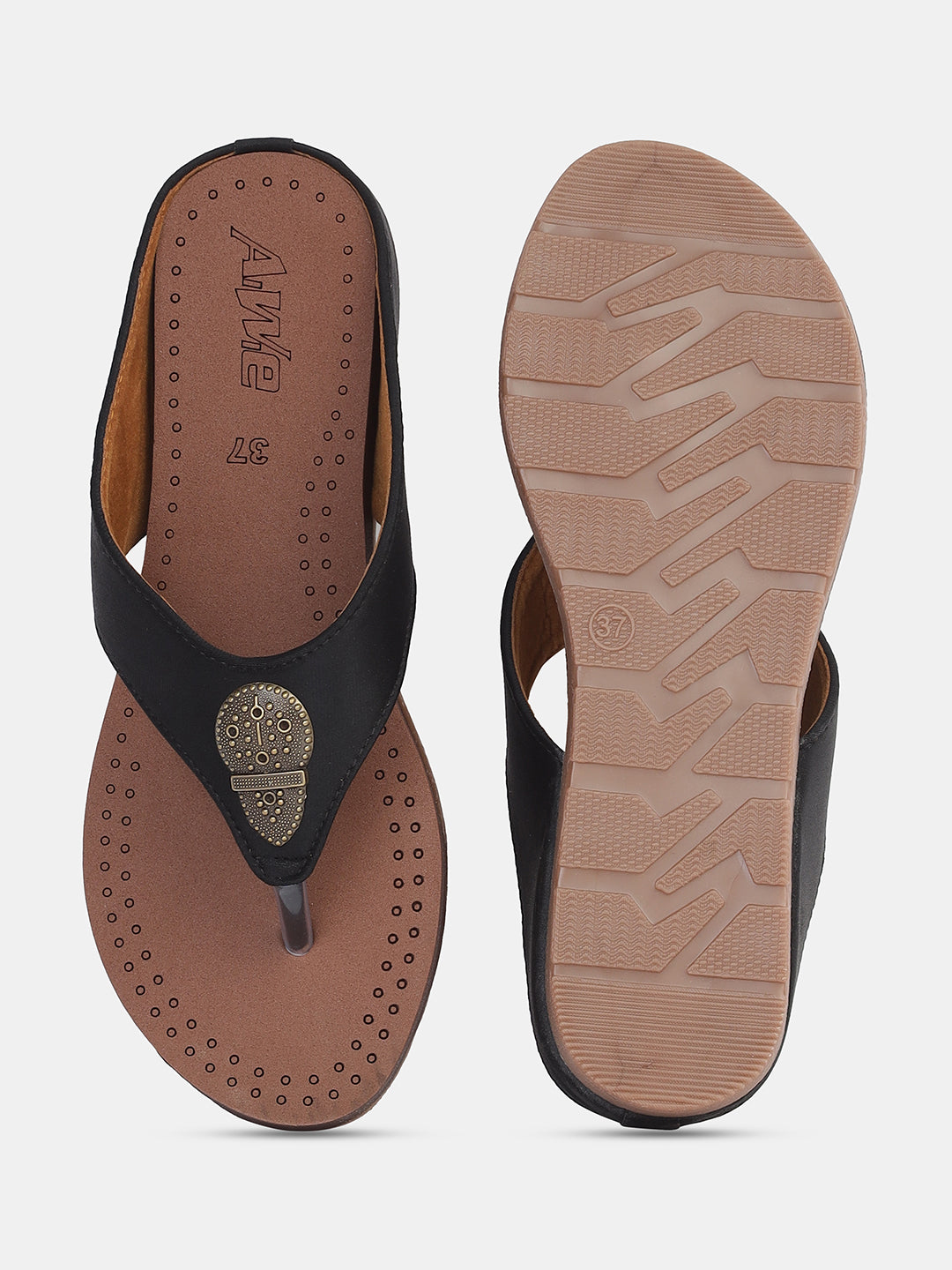 Womens Ethnic V-Strap Flat Sandals | Traditional Slip-On Footwear with Embellished Detail