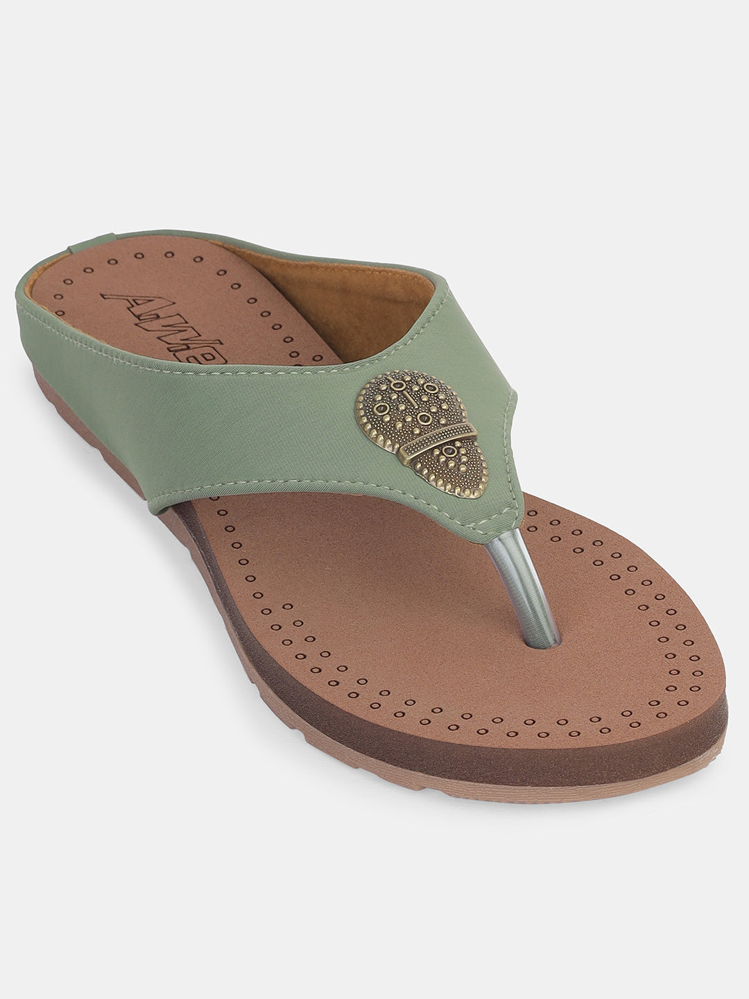 Womens Ethnic V-Strap Flat Sandals | Traditional Slip-On Footwear with Embellished Detail
