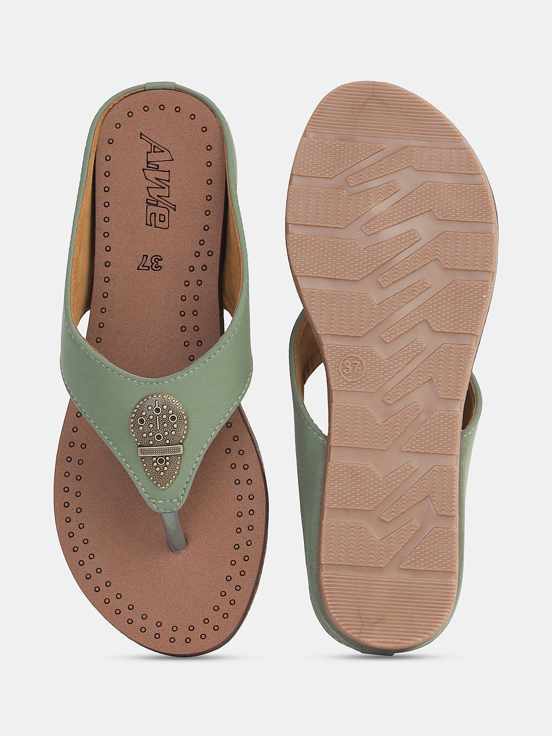 Womens Ethnic V-Strap Flat Sandals | Traditional Slip-On Footwear with Embellished Detail