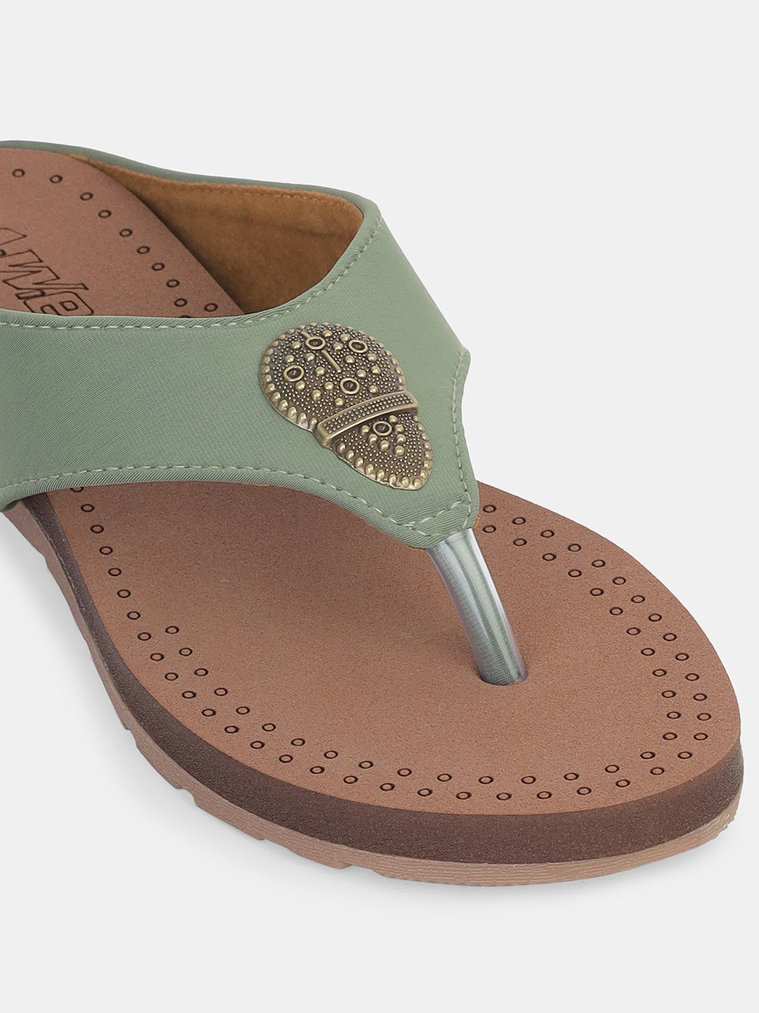 Womens Ethnic V-Strap Flat Sandals | Traditional Slip-On Footwear with Embellished Detail