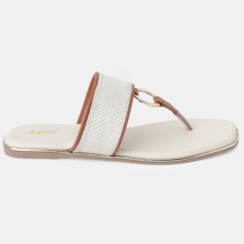 Aiwie-Womens-Stylish-Toe-Loop-Flats-with-Ring-Detail-and-Comfortable-Slip-On-Design B220364
