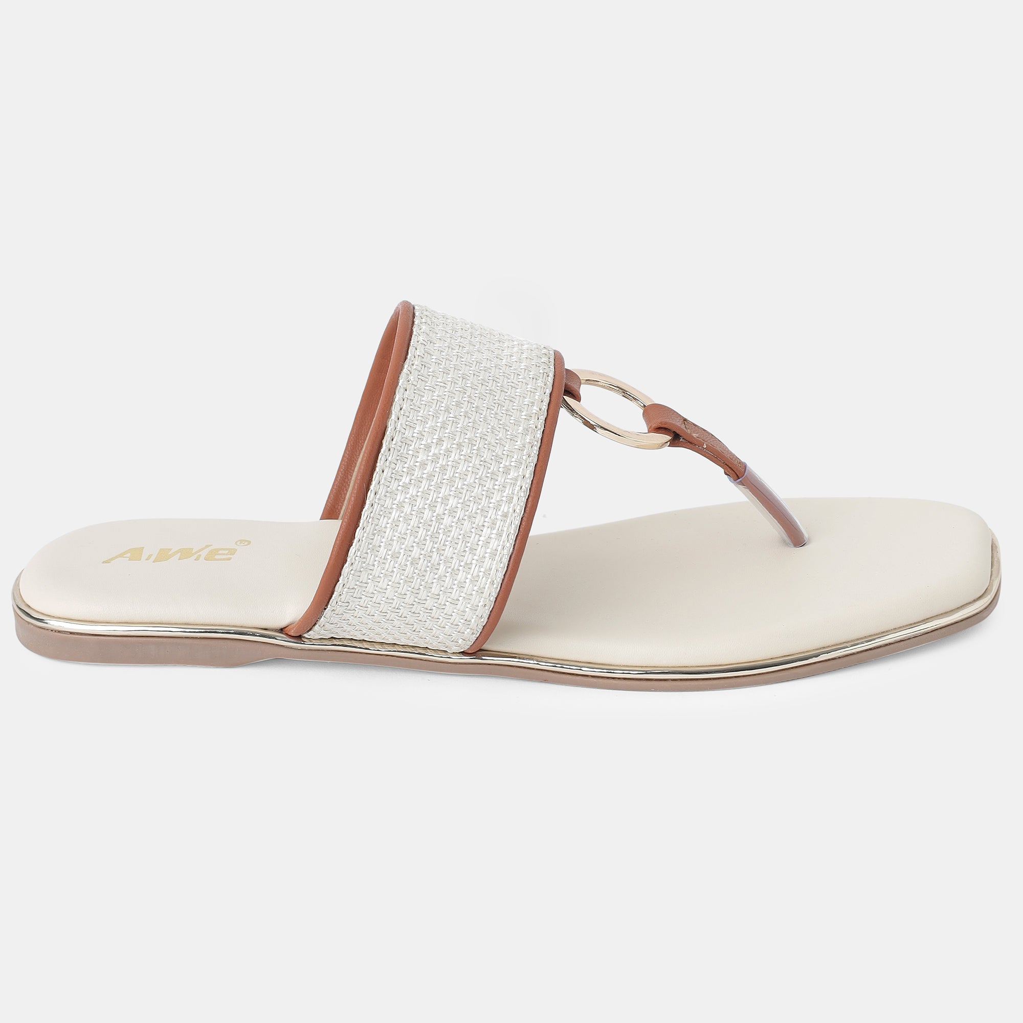 Aiwie-Womens-Stylish-Toe-Loop-Flats-with-Ring-Detail-and-Comfortable-Slip-On-Design B220364