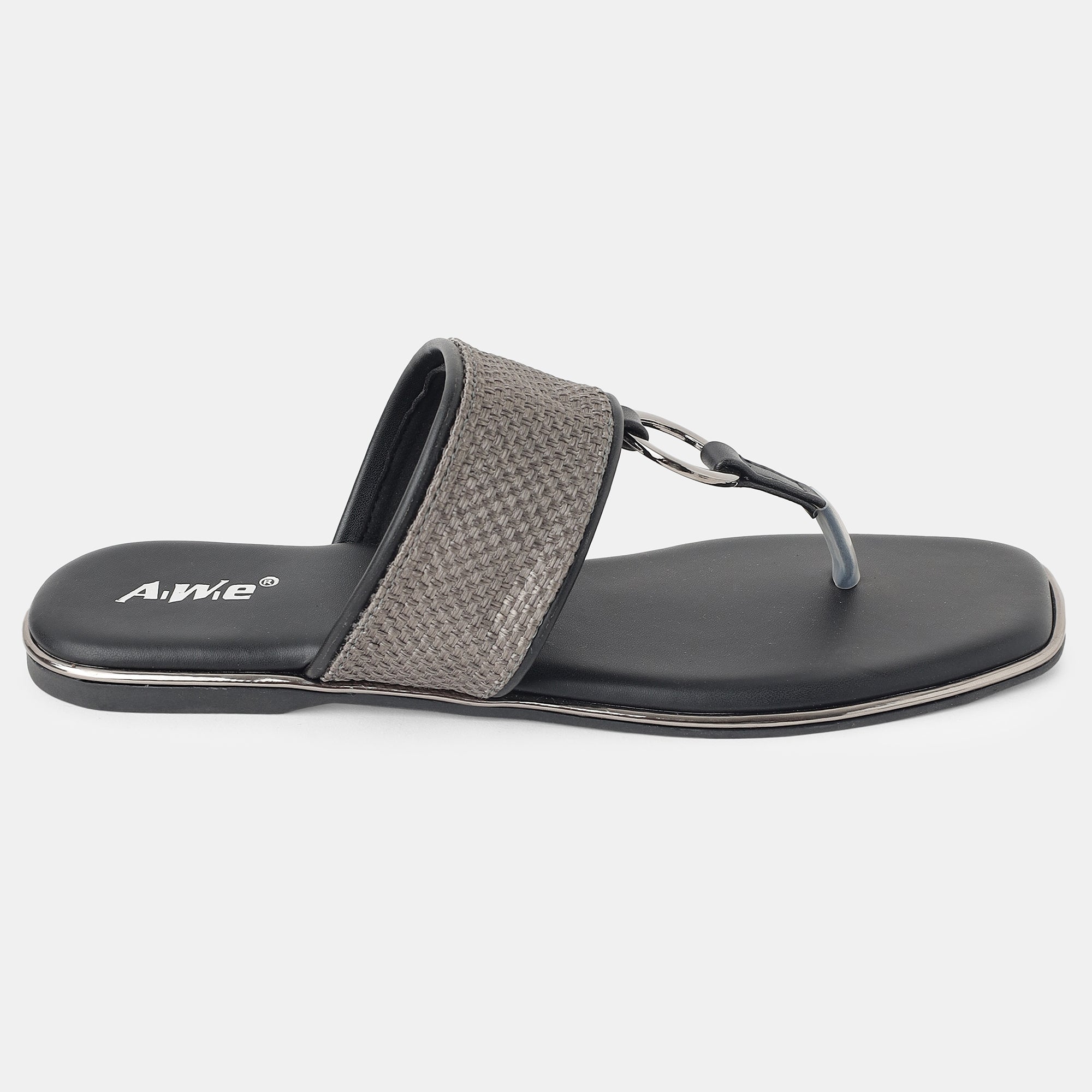 Aiwie-Womens-Stylish-Toe-Loop-Flats-with-Ring-Detail-and-Comfortable-Slip-On-Design B220364